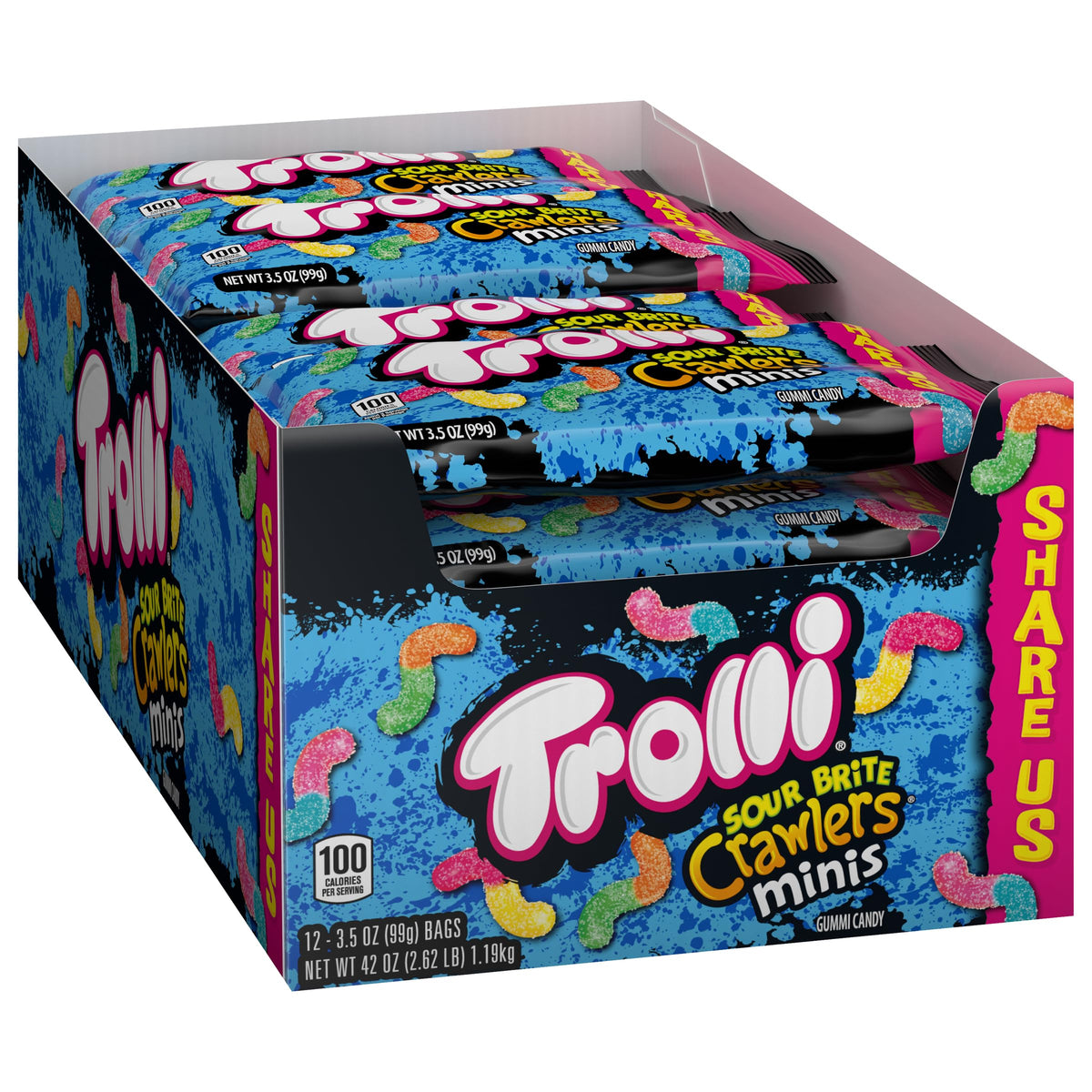 Trolli Mini Sour Brite Crawlers – Bold Flavors, Soft Chewy Gummy Worms
