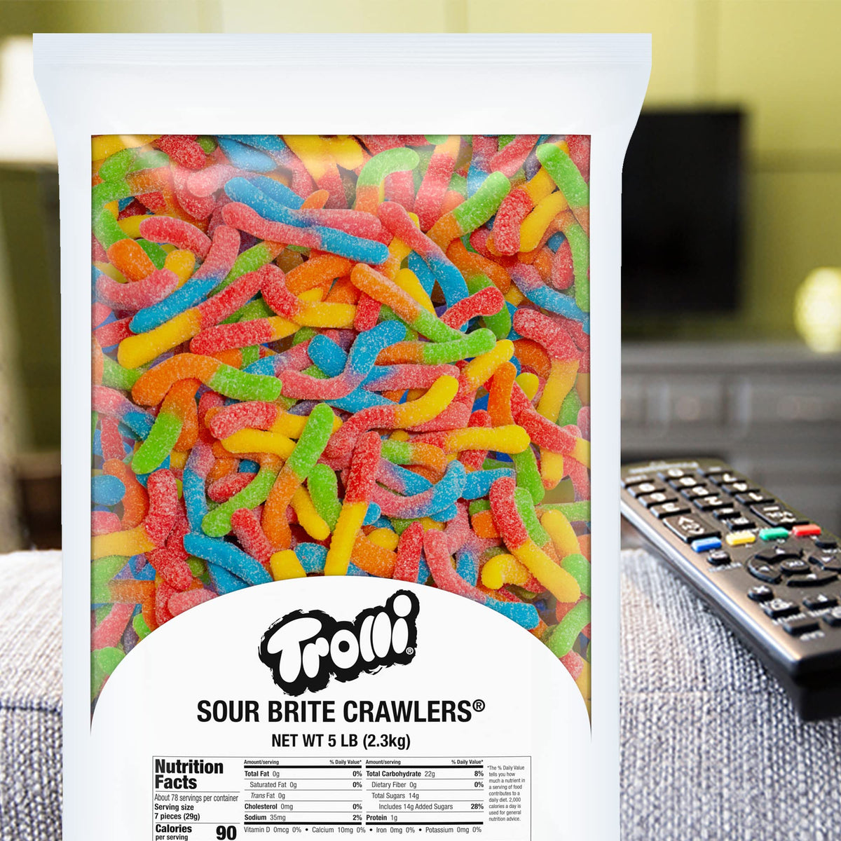 Trolli Sour Brite Crawlers Candy — 5 lb Bulk Gummy Worms