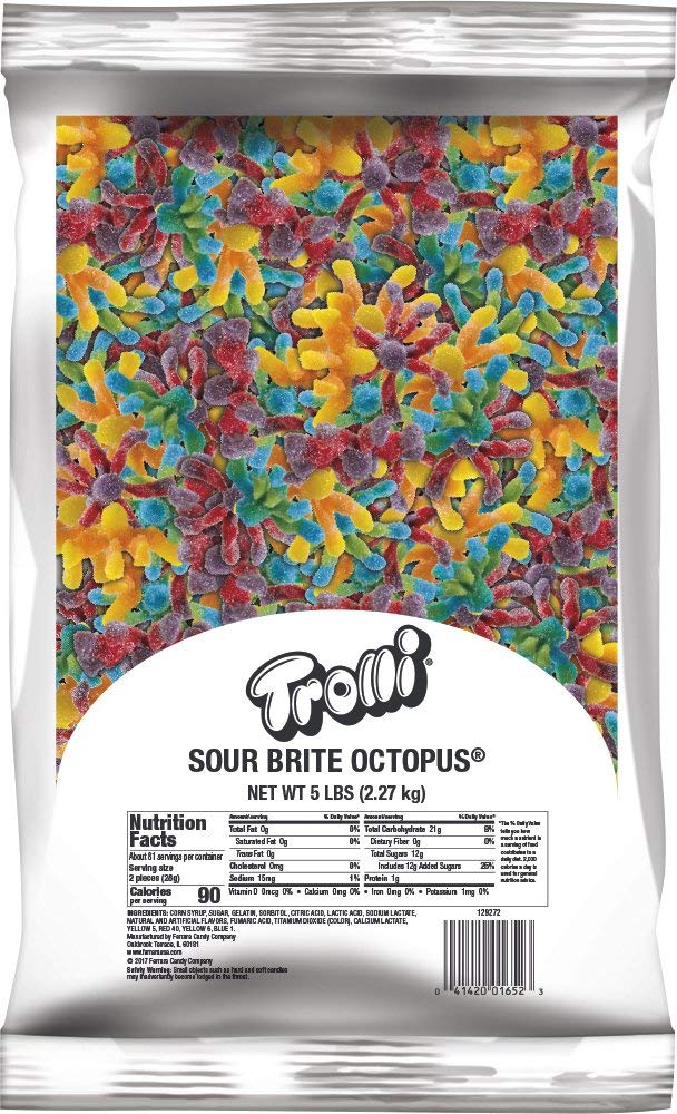 Trolli Sour Brite Octopus Gummy Candy – 5 lb Bulk Bag