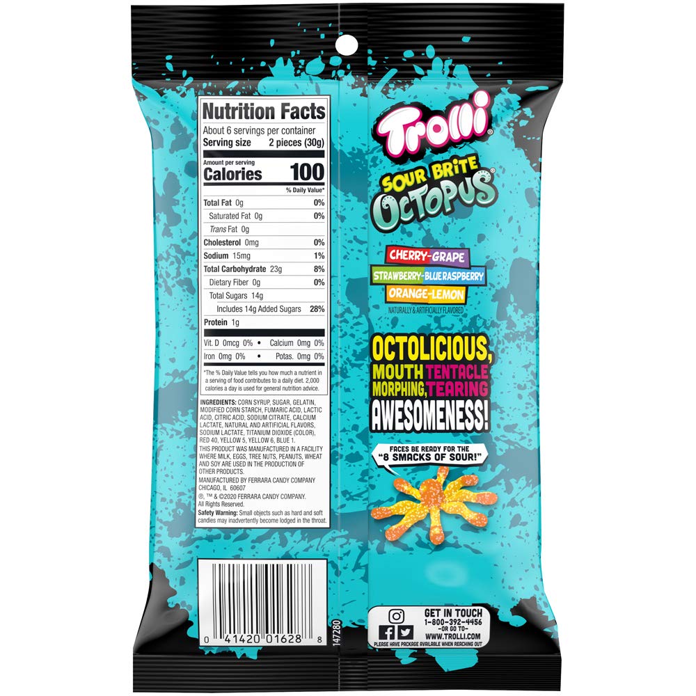 Trolli Sour Brite Octopus Gummies — 6.3 oz Pack of 8 | Sour Candy