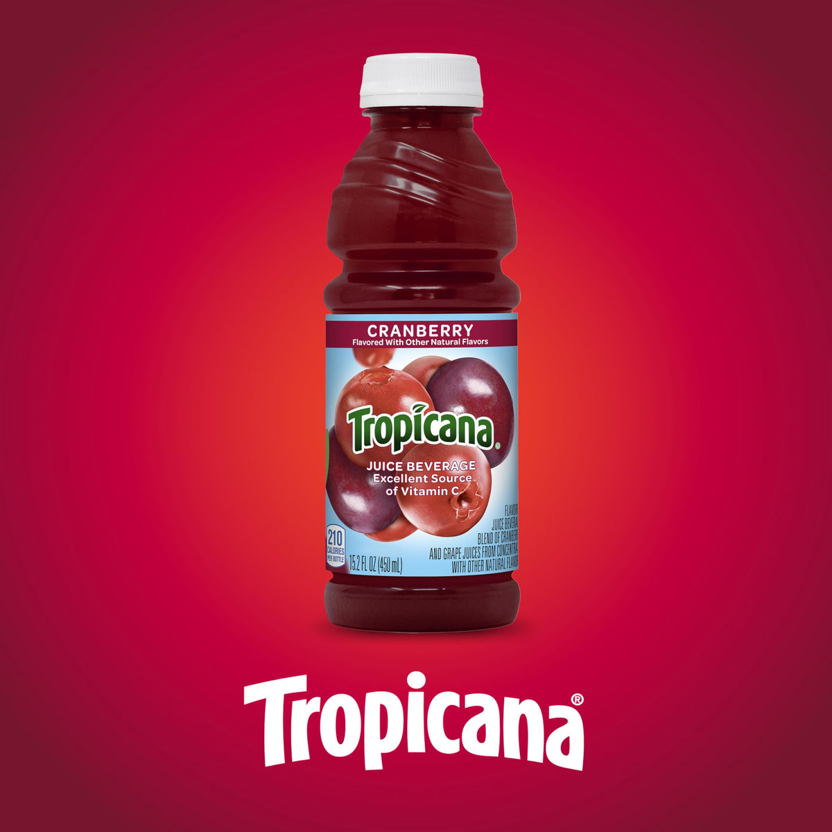Tropicana Cranberry Juice Drink – 12 Pack (15.2 oz Each) | Tart Cranberry Flavor with Vitamin C