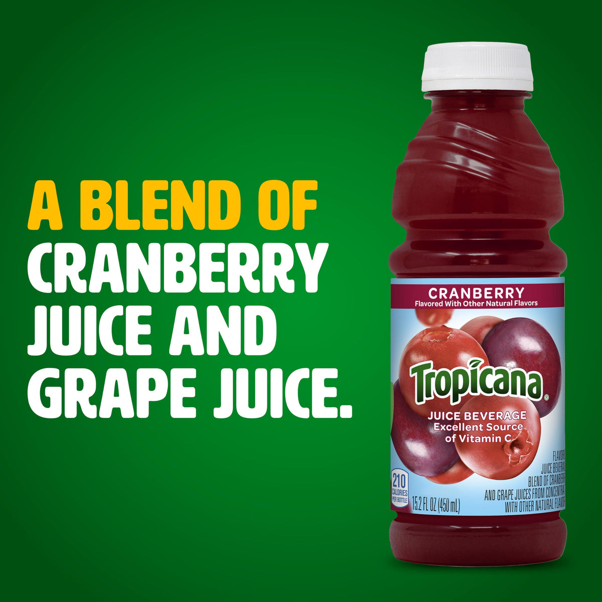 Tropicana Cranberry Juice Drink – 12 Pack (15.2 oz Each) | Tart Cranberry Flavor with Vitamin C