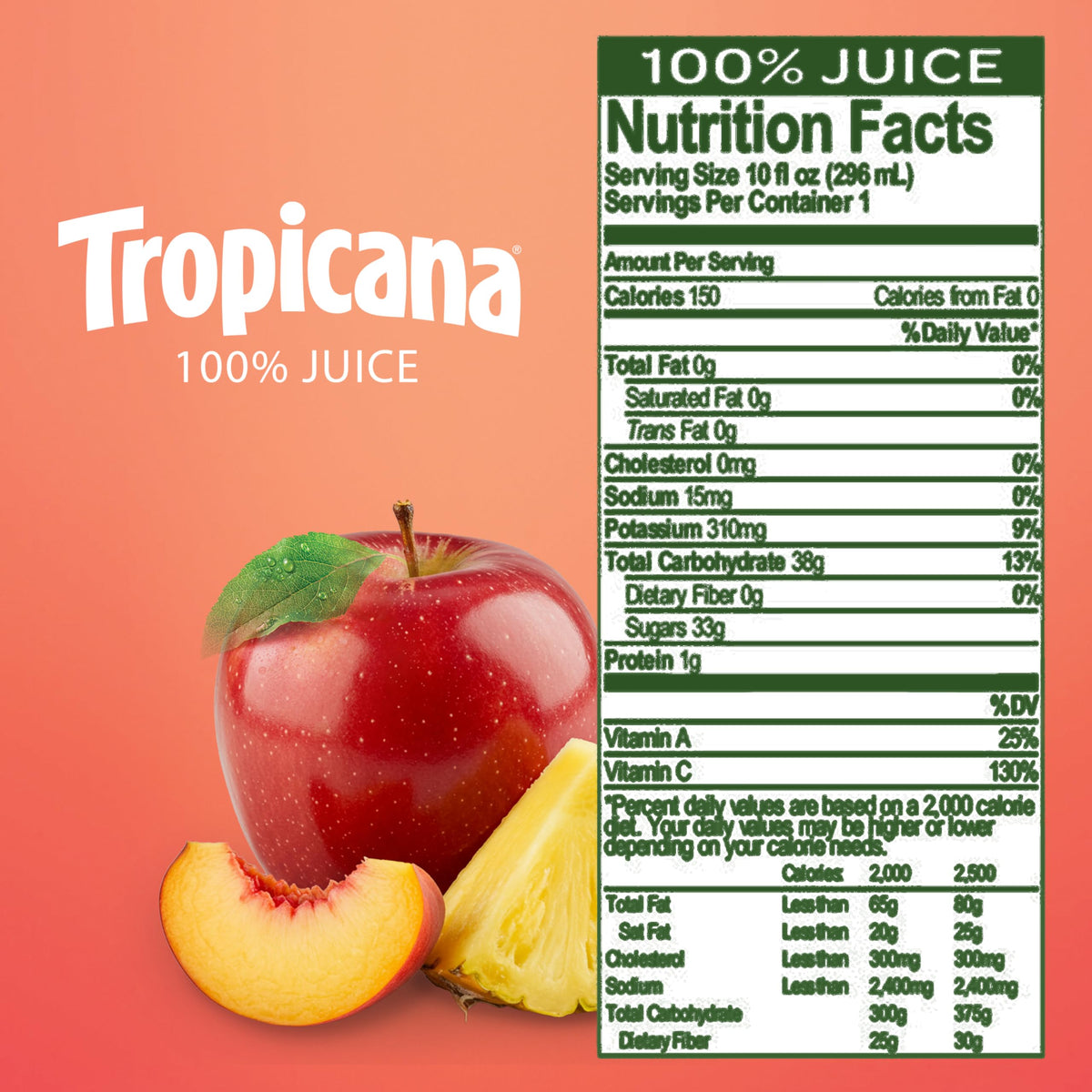 Tropicana 100% Pineapple Peach Mango Juice – 24 x 10 oz Bottles