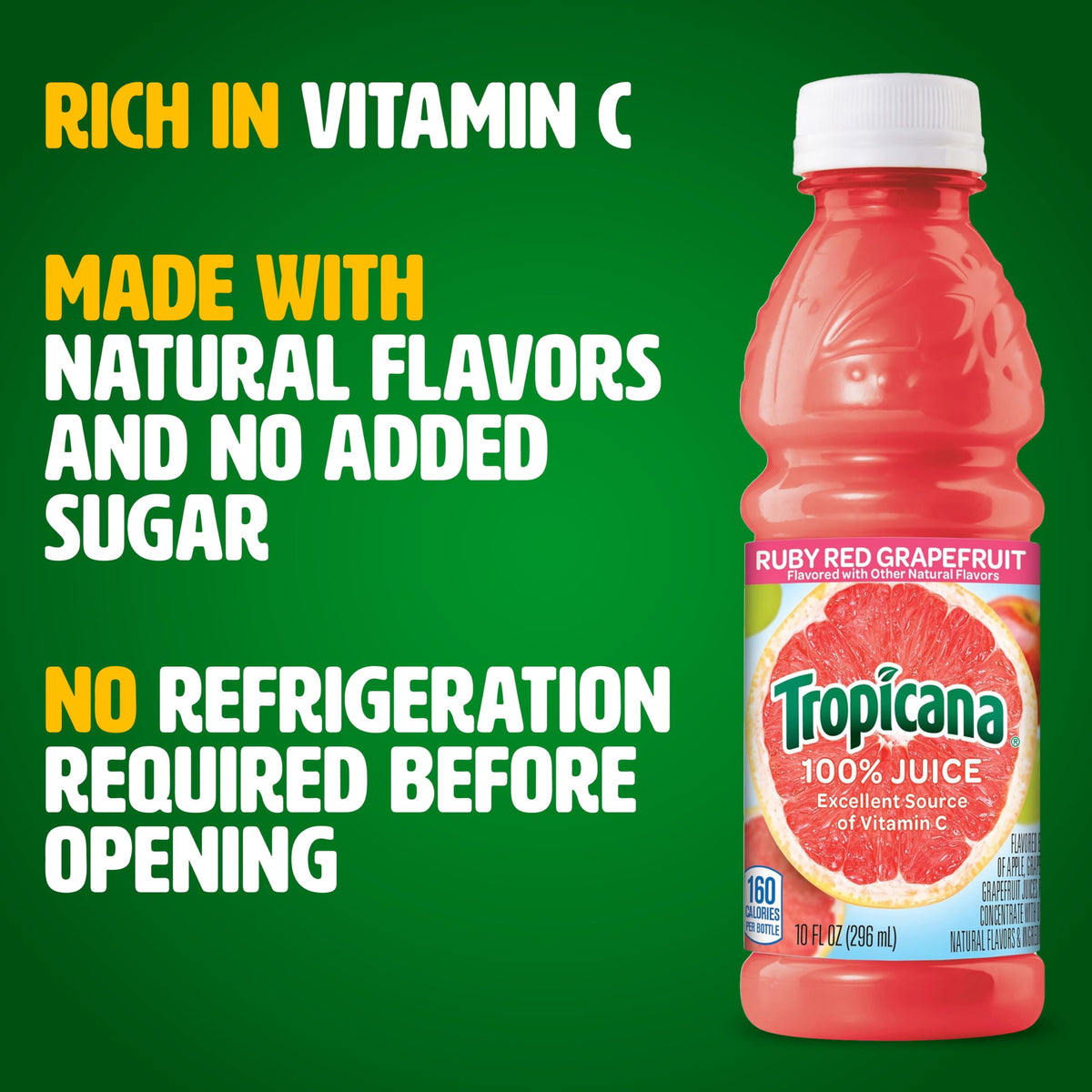 Tropicana Ruby Red Grapefruit Juice, 10 oz – Pack of 24 Bottles