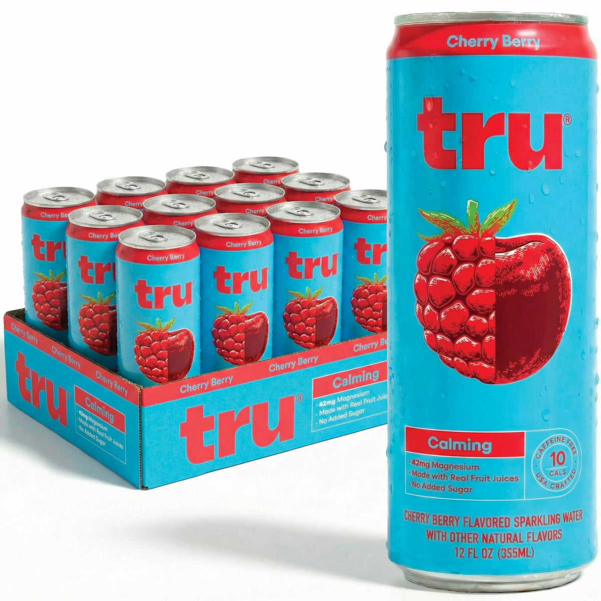 Tru Dream Sparkling Water Cherry Berry – Magnesium, Chamomile & GABA, No Added Sugar