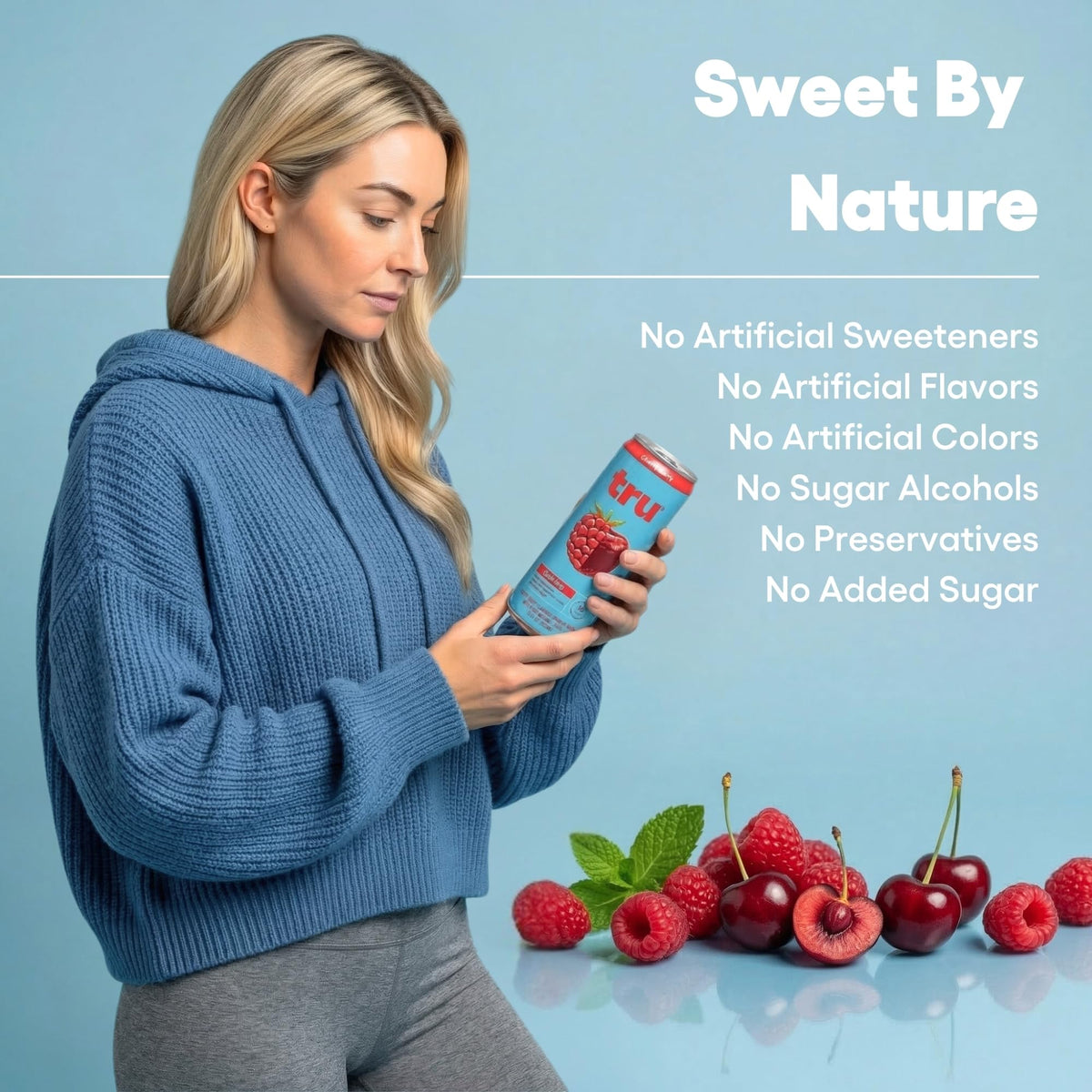 Tru Dream Sparkling Water Cherry Berry – Magnesium, Chamomile & GABA, No Added Sugar