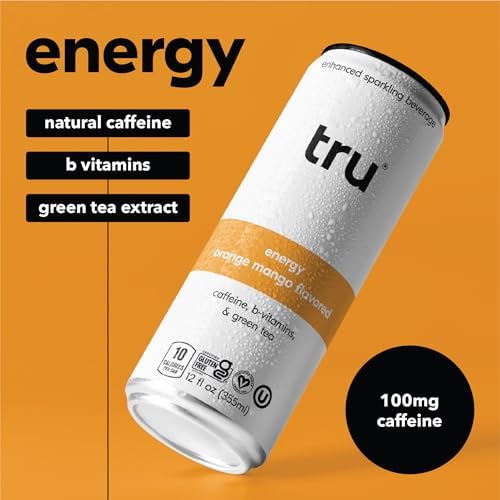 Tru Energy Seltzer Orange Mango – Natural Caffeine, Green Tea & B Vitamins