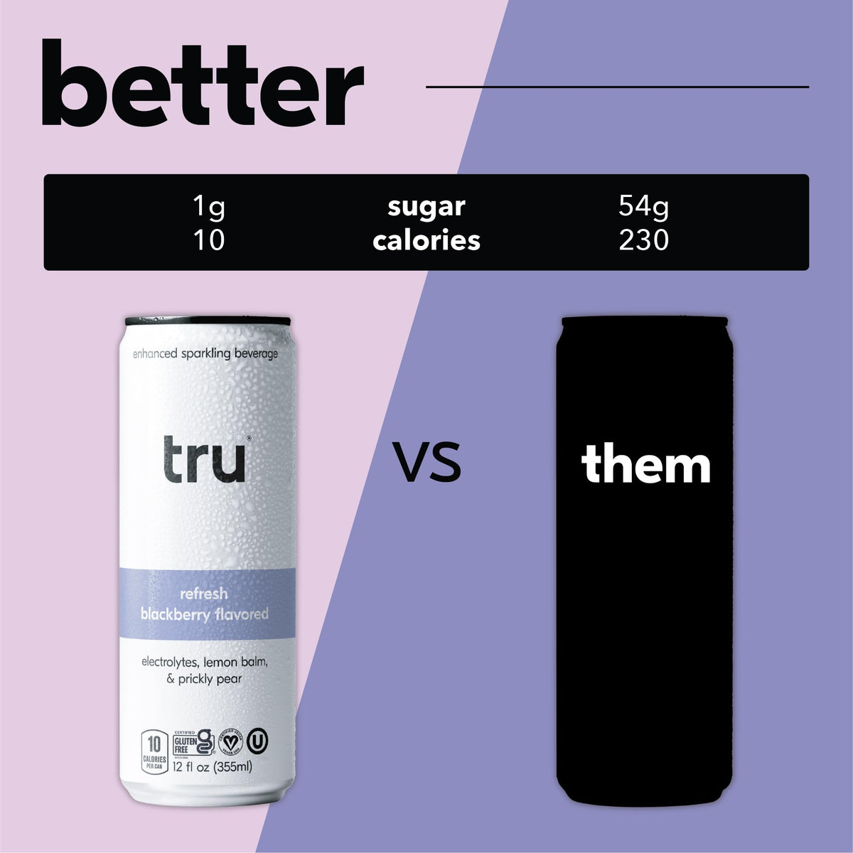 Tru Refresh Seltzer — Blackberry, Prickly Pear & Lemon Balm Electrolyte Sparkling Water (12 Pack)