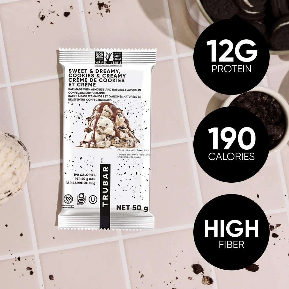 TRUBAR Vegan Protein Bar – Sweet & Dreamy Cookies and Creamy | Gluten Free, Dairy Free, 12g Protein