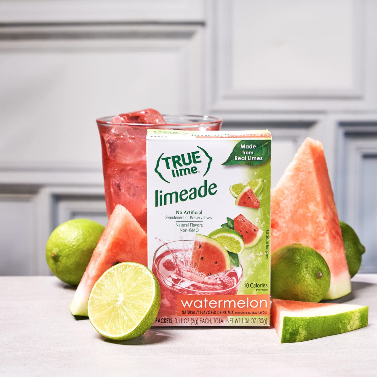 True Citrus True Lime Watermelon Aqua Fresca – 10 Calories per Stick, Pack of 12