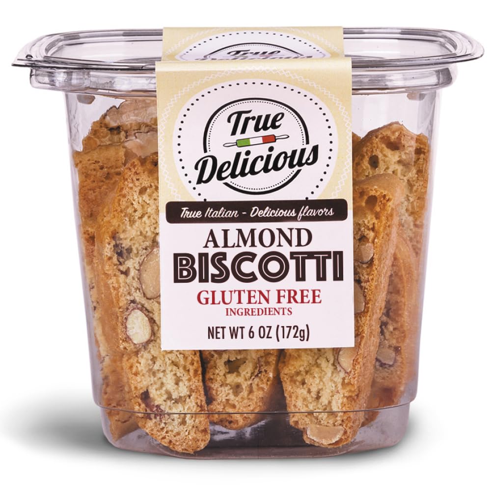 True Delicious Gluten Free Almond Biscotti – Artisanal Italian Cookies, Baked Twice, 4x6oz Boxes