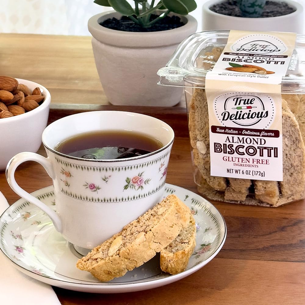 True Delicious Gluten Free Almond Biscotti – Artisanal Italian Cookies, Baked Twice, 4x6oz Boxes