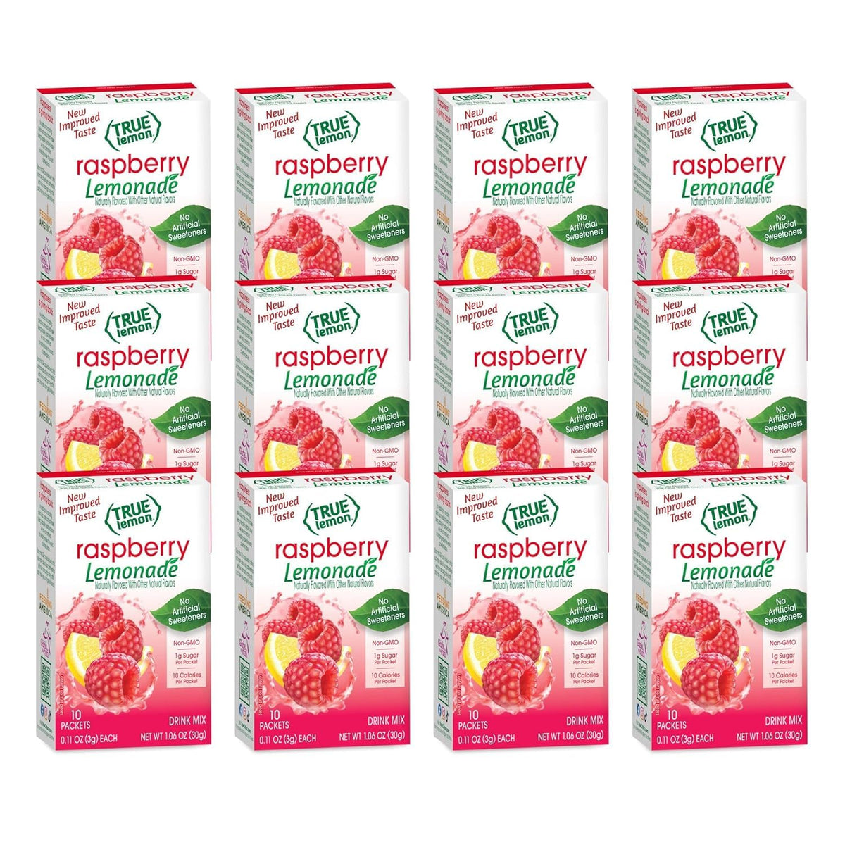 True Lemon Raspberry Lemonade Drink Mix – 12-Pack, 10 Cal per Packet, No Artificial Sweeteners