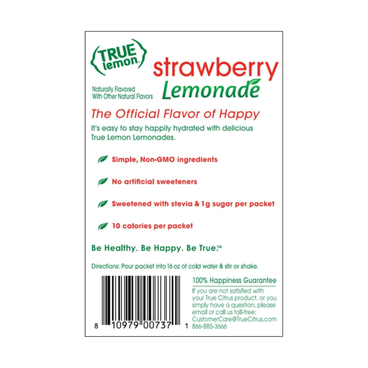 True Lemon Strawberry Lemonade Drink Mix | 12-Pack of 10-Count Packets | Low Calorie, No Artificial Sweeteners