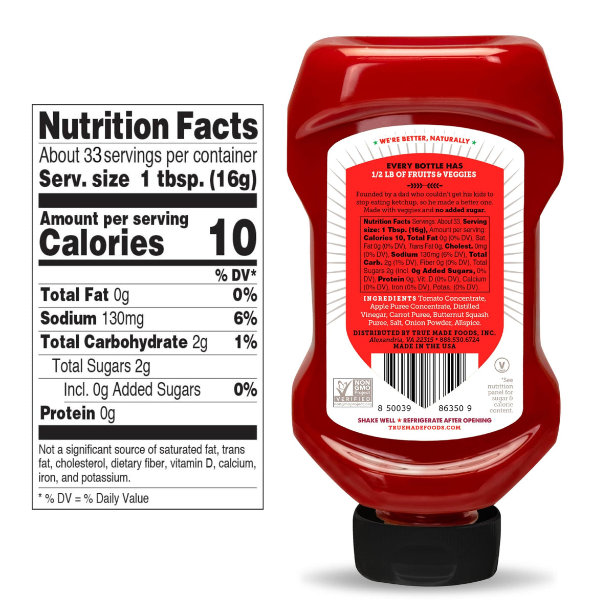 True Made Foods No Sugar Added Ketchup + Pitmaster BBQ Sauce – 18.5 oz, 2 Pack