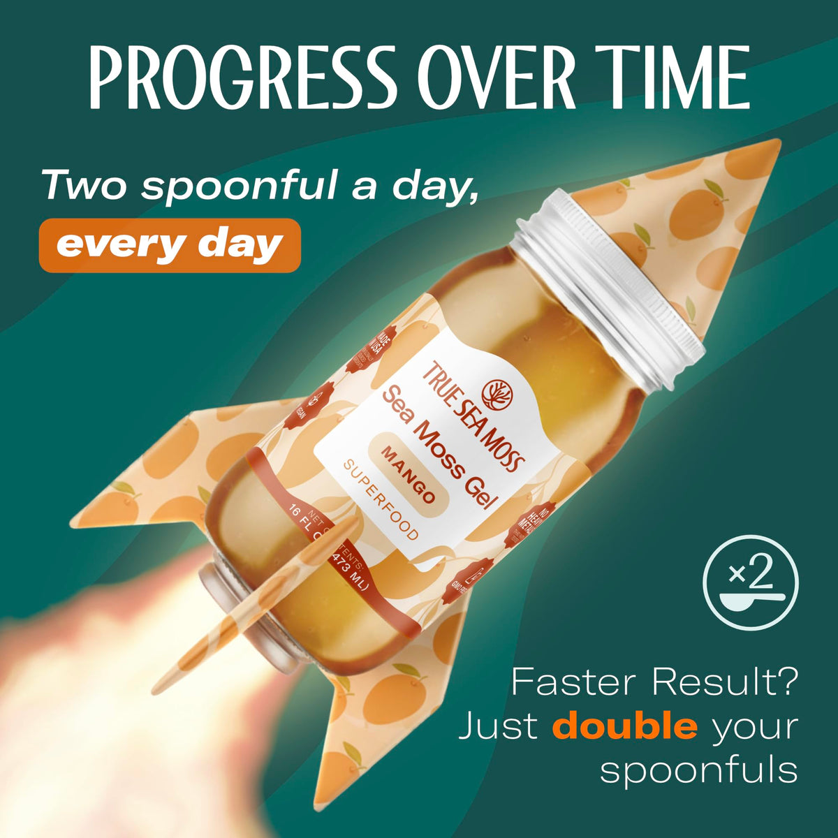 TrueSeaMoss Sea Moss Gel – Mango Flavor, USA Made, 16oz Jar