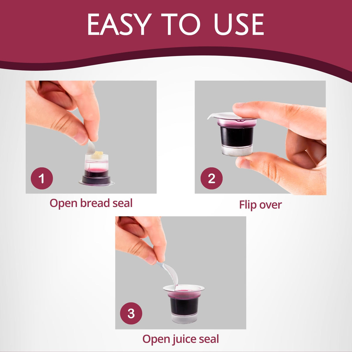 TrueVine Top & Bottom Communion Cups & Wafer Set – Gluten Free Bread & Grape Juice (100 Count)