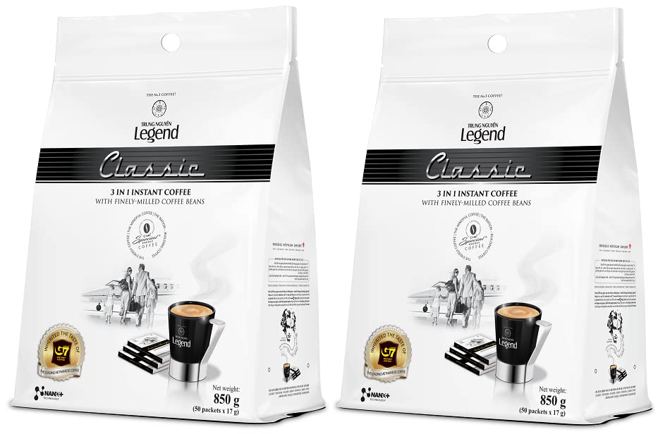 Trung Nguyen Legend Classic 3 in 1 Instant Coffee — Strong & Bold, 50 Packets (2-Pack)