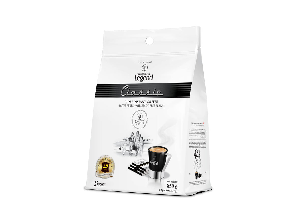 Trung Nguyen Legend Classic 3 in 1 Instant Coffee — Strong & Bold, 50 Packets (2-Pack)