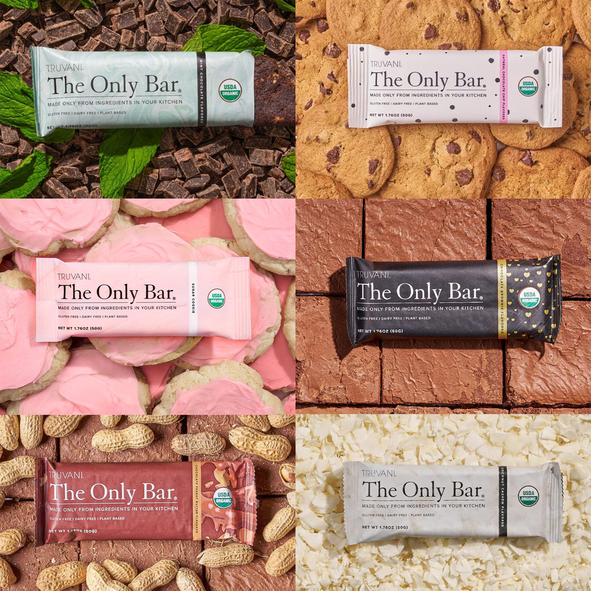 Truvani Plant Based Snack Bars | Variety 12 Pack | 5-8g Protein | USDA Organic & Vegan | Dairy, Soy & Gluten Free | Individually Wrapped