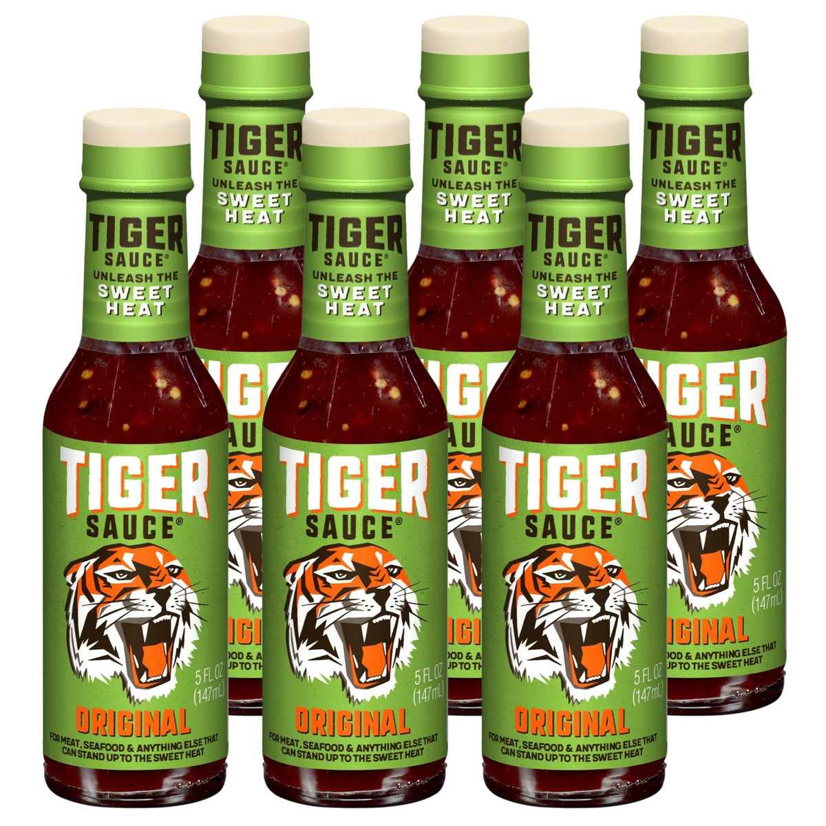 Tiger Sauce Original Hot Sauce – Try Me (5oz Bottle, Pack of 6)