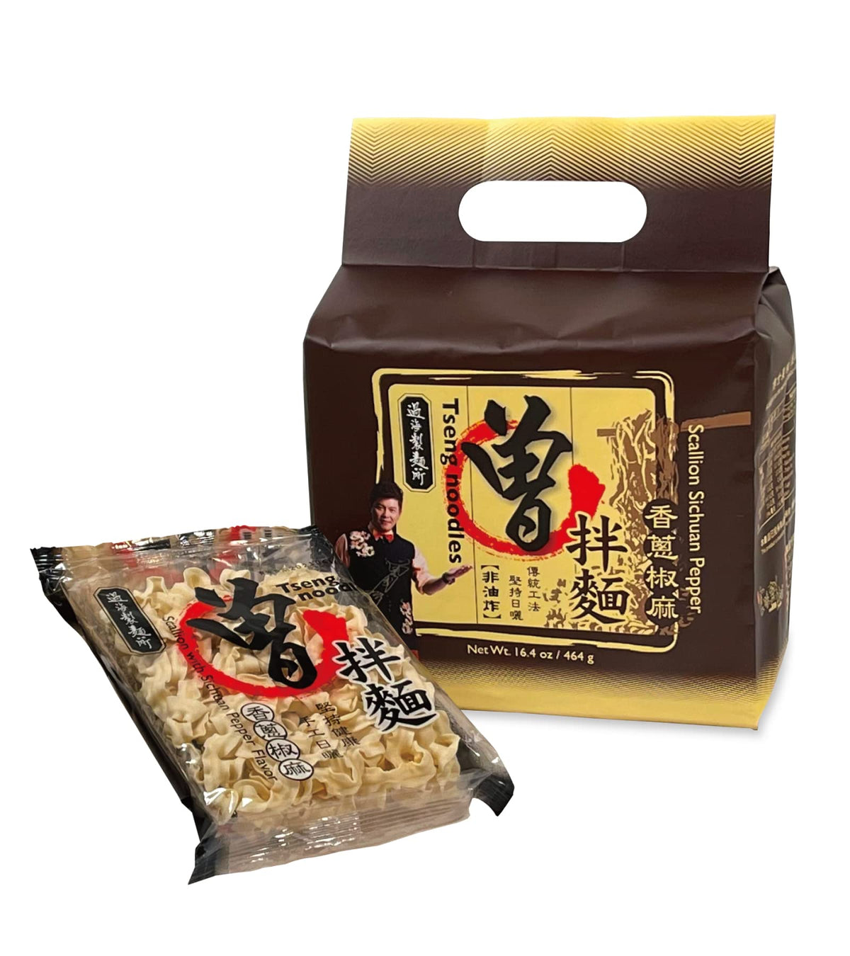 Tseng Noodles Scallion with Sichuan Pepper Flavor – 1.02 lb Pack (4 Servings) | Dry, Non-Fried Noodles
