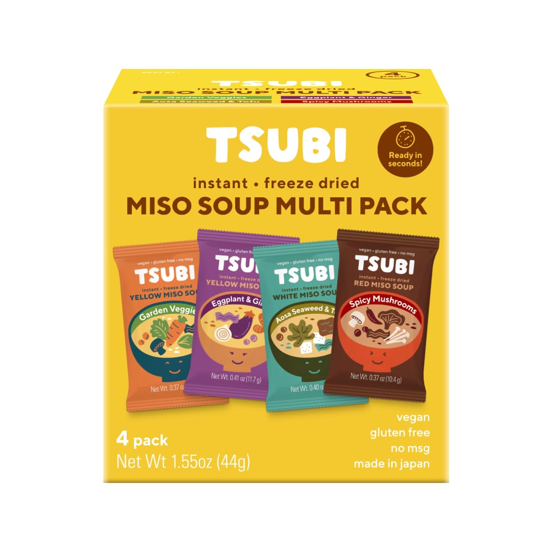 Tsubi Soup Freeze-Dried Miso Packets – Instant, Vegan, Gluten & MSG-Free 4-Pack