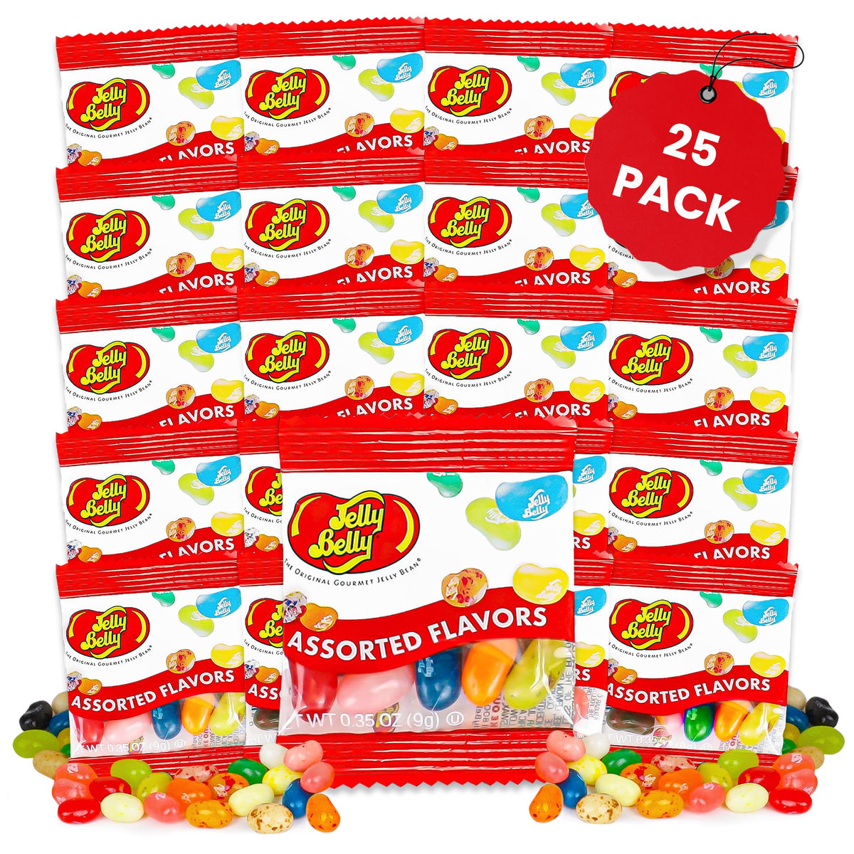 TULLIPAK Jelly Belly Individual Packs – 25 Mini Bags (0.35oz) of Assorted Flavors
