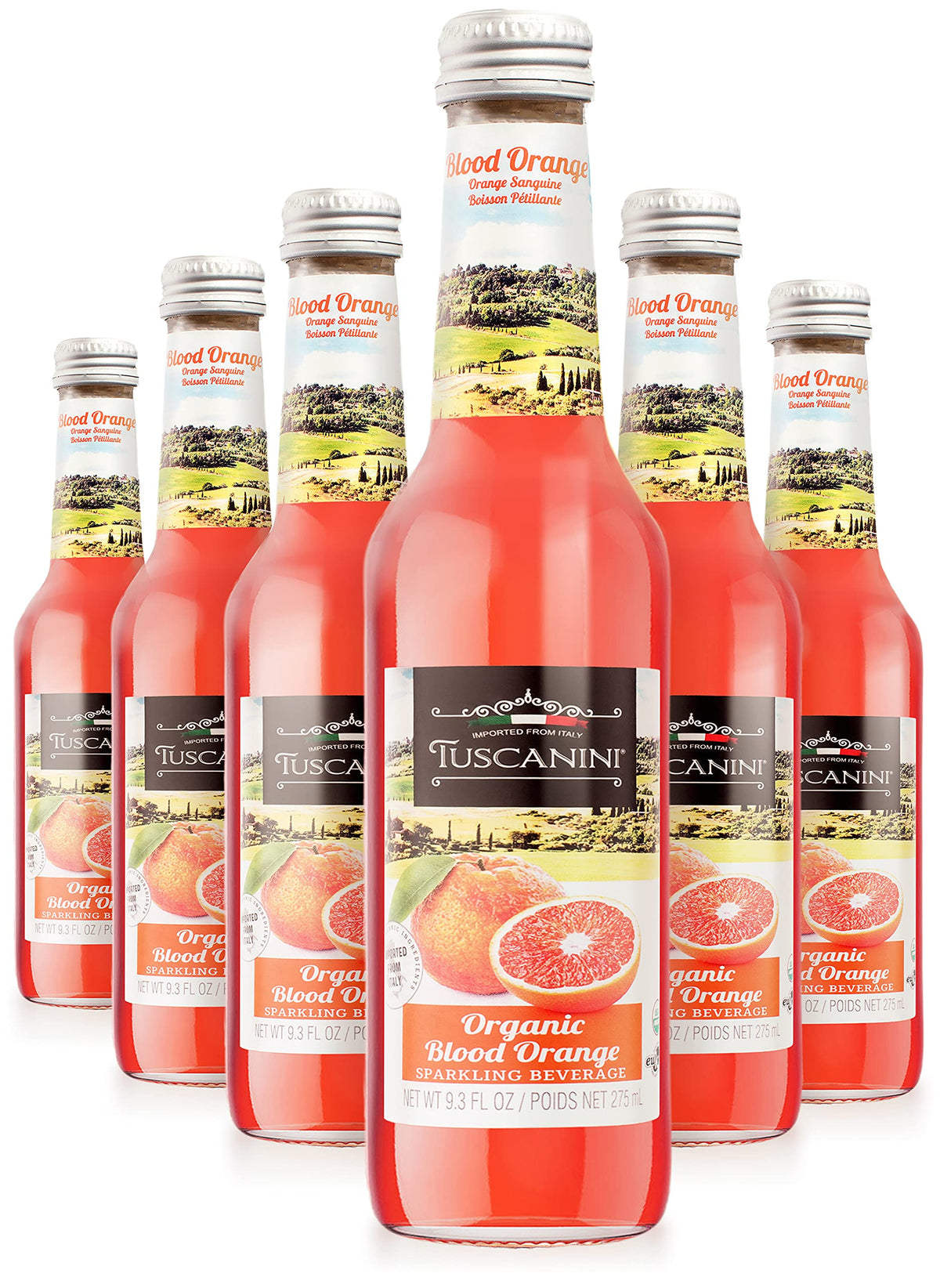 Tuscanini Organic Blood Orange Soda (6 Pack) | 16% Real Juice, No Artificial Colors