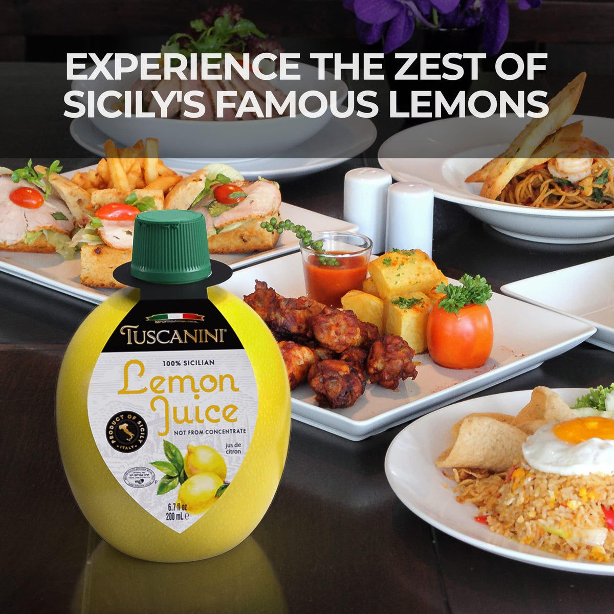 Tuscanini 100% Sicilian Lemon Juice – Not from Concentrate, Kosher (6.7oz Squeeze Bottle, 12 Pack)