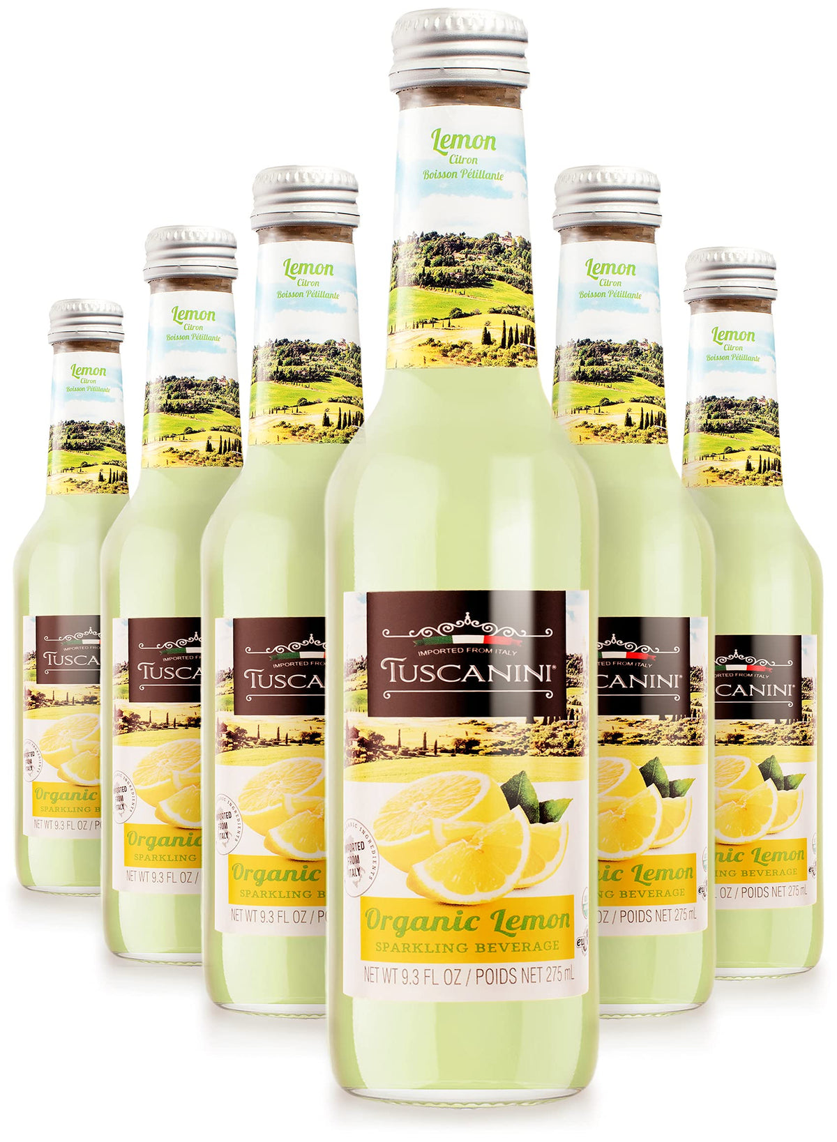Tuscanini Organic Cold Pressed Sparkling Lemon Soda (6 Pack) – 16% Real Juice, No Artificial Colors or Flavors, Product of Italy