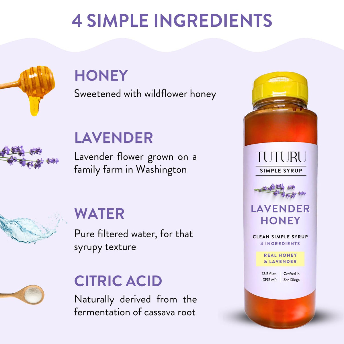 Spring Syrup Bundle: Lavender & Vanilla Simple Syrups (13.5 oz, 2-Pack) | Tuturu Botanical Coffee