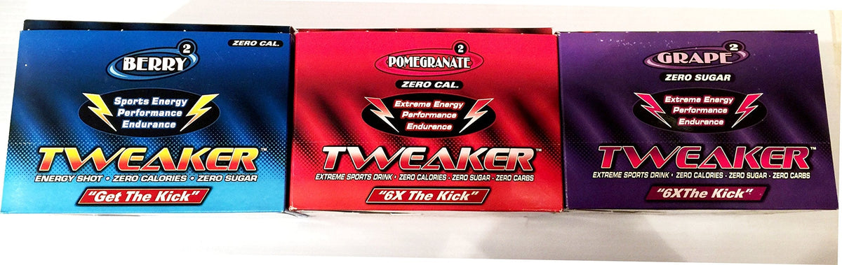 Tweaker Energy Variety Pack - Grape, Berry & Pomegranate | 36 Count
