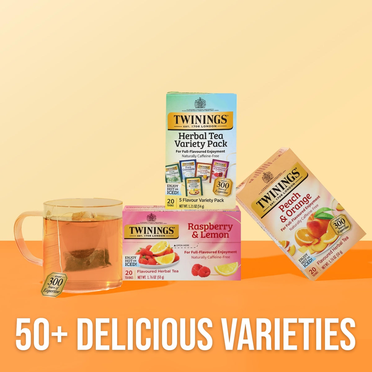Twinings Herbal Tea Variety Pack – 120 Teabags, 6 Boxes, 5 Flavours, Naturally Caffeine-Free