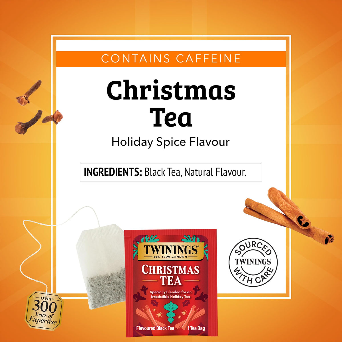 Twinings Christmas Black Tea – 120 Bags (6-Pack) Cinnamon & Clove, Caffeinated