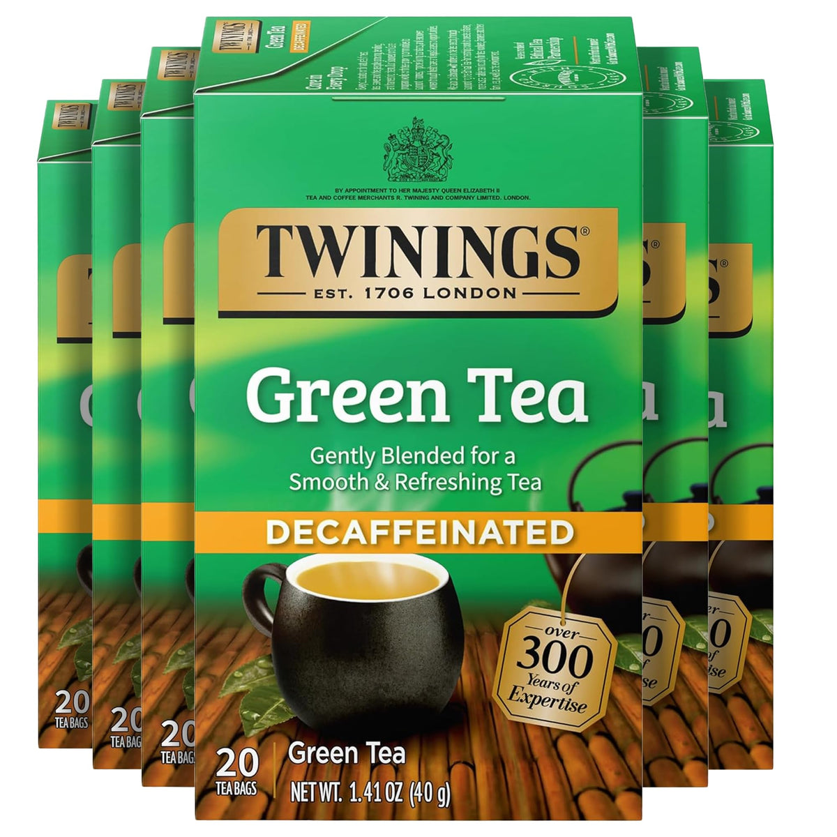 Twinings Decaffeinated Green Tea Bags – Individually Wrapped, 120 Teabags