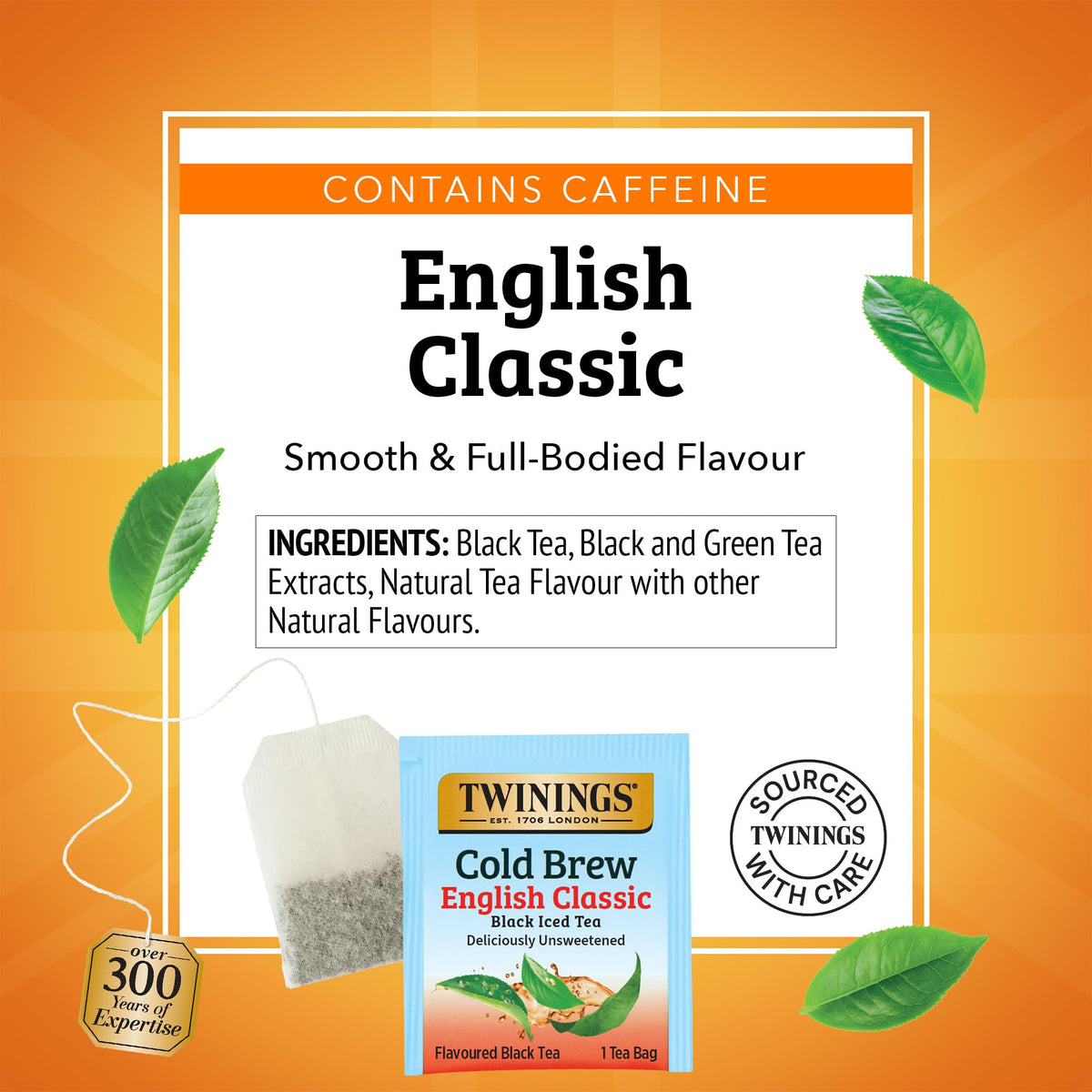 Twinings English Classic Cold Brew Iced Tea Bags – Unsweetened Black Tea, Caffeinated, 120 Bags (6×20)