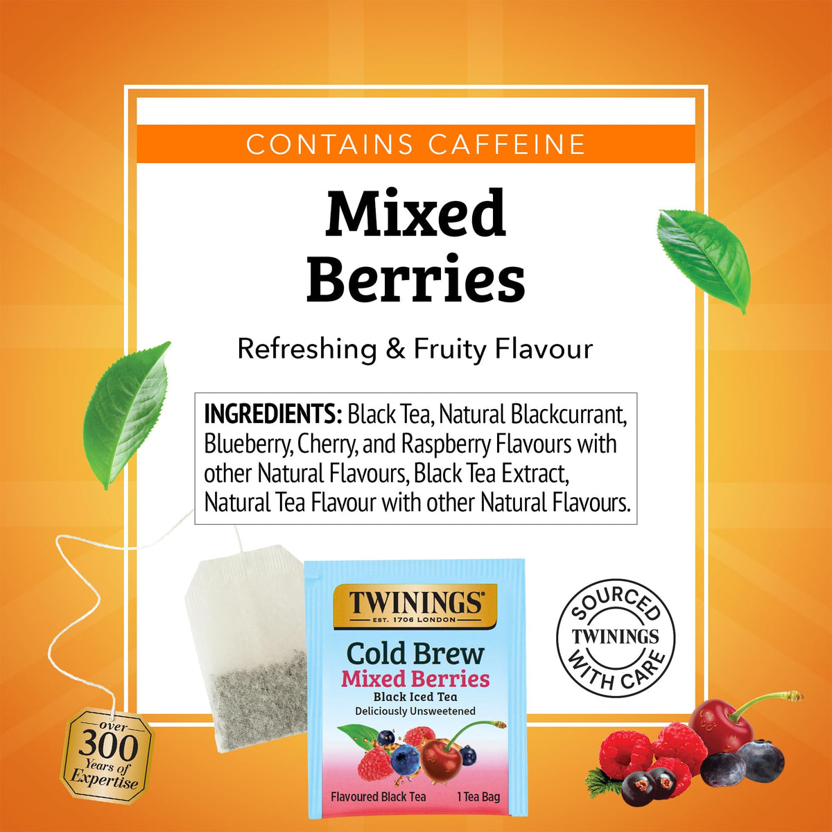 Twinings Mixed Berries Cold Brew Iced Tea Bags – 6 Boxes (120 Count), Unsweetened Flavored Black Tea, Caffeinated