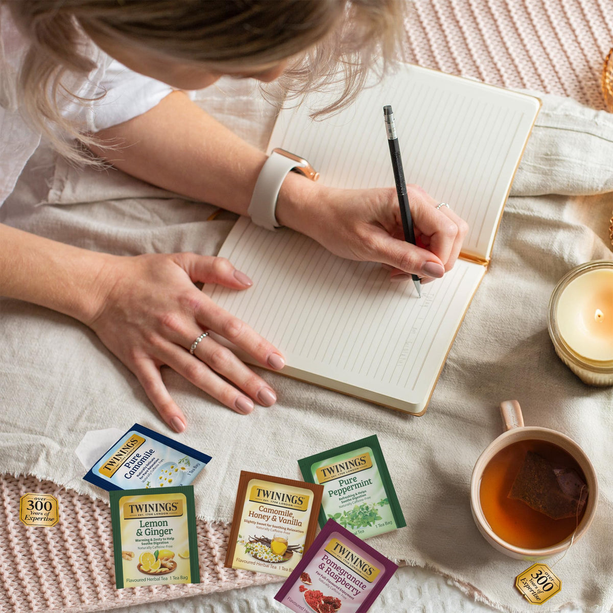 Twinings Herbal Tea Variety Pack – 120 Teabags, 6 Boxes, 5 Flavours, Naturally Caffeine-Free