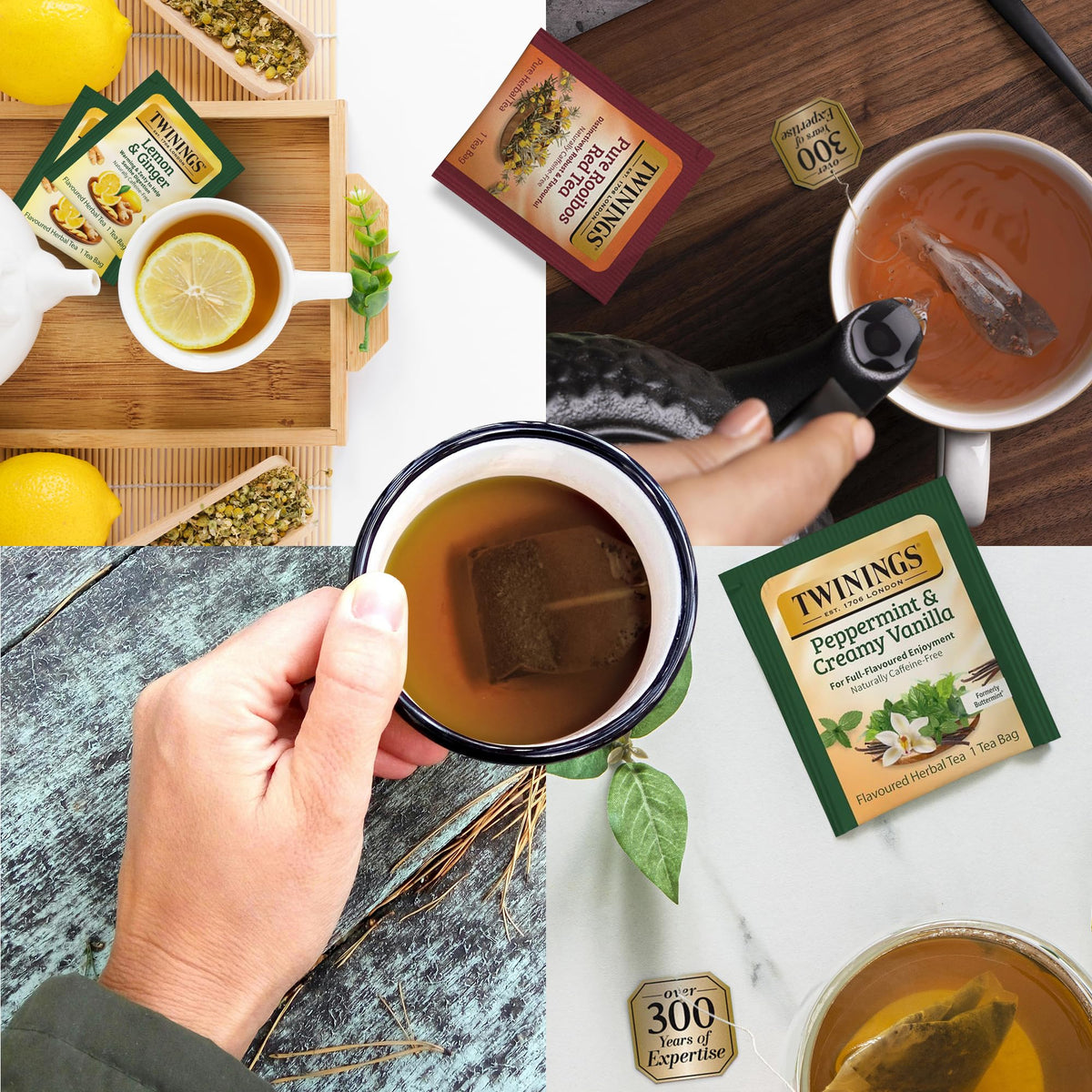 Twinings 48 Tea Bags Herbal Variety Pack + 20 Honey Sticks | Caffeine-Free Gift Set