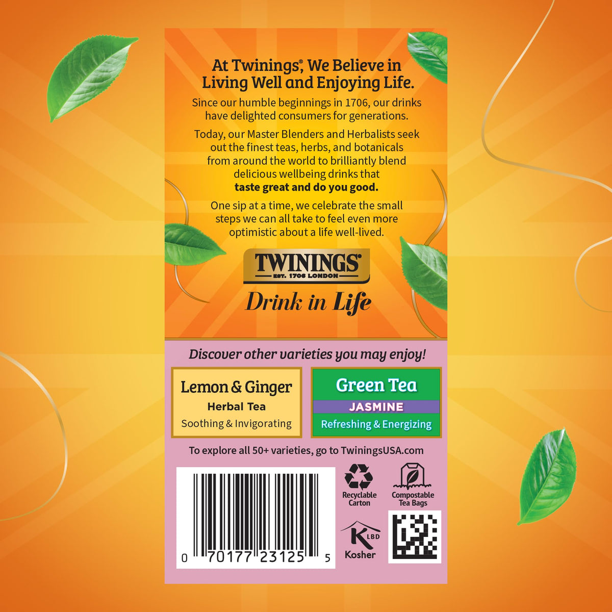 Twinings Pomegranate & Raspberry Herbal Tea – Naturally Caffeine-Free, 120 Bags (Pack of 6)