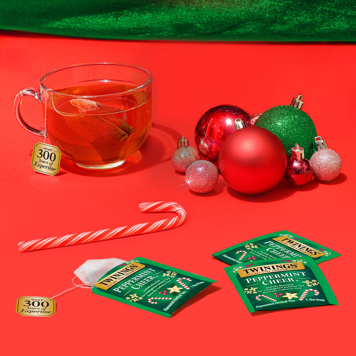 Twinings Peppermint Cheer Herbal Tea – Vanilla Peppermint Infusion, Caffeine-Free, 120 Bags (Pack of 6)