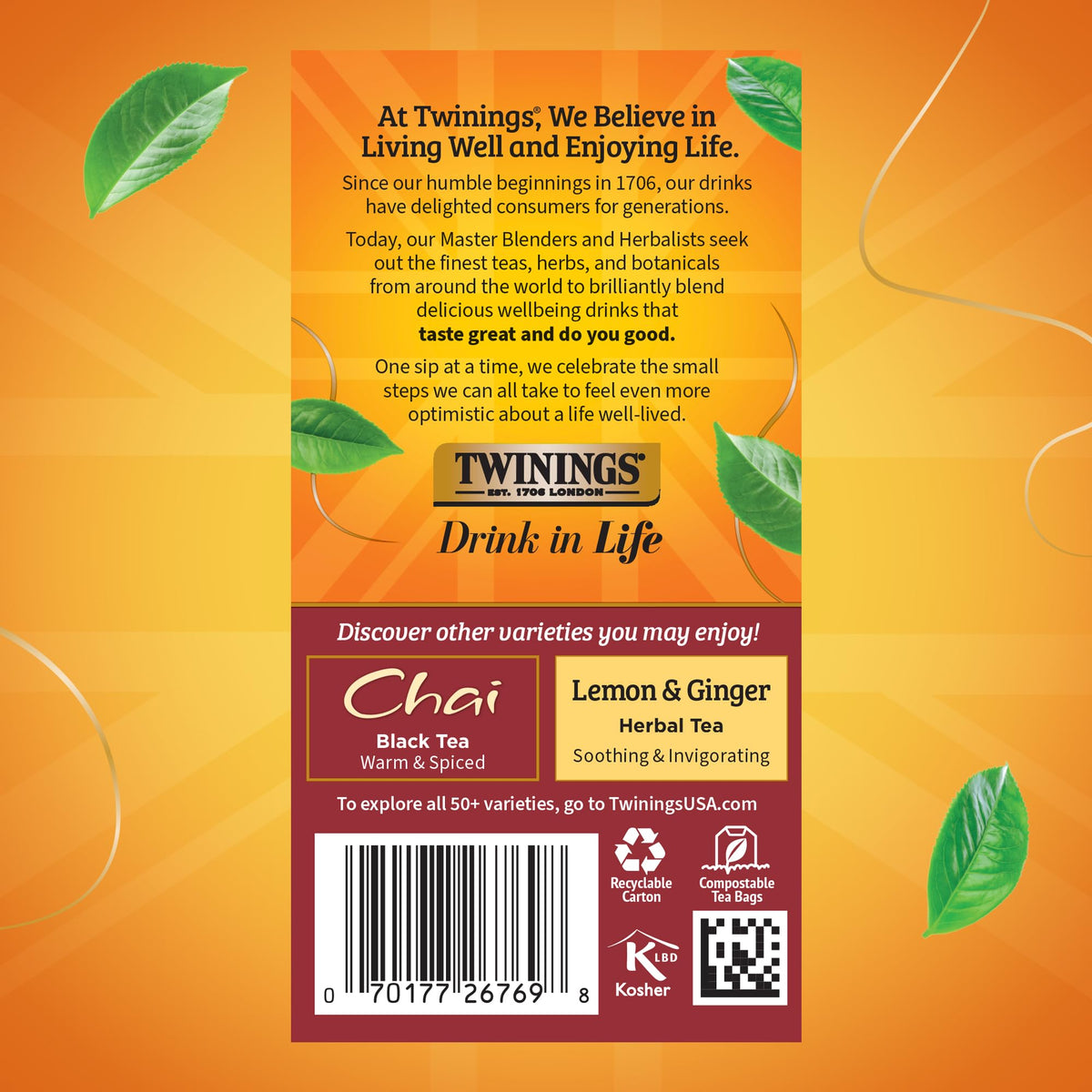 Twinings Pumpkin Spice Chai Black Tea Bags – 120 Count, Individually Wrapped, Pack of 6 (Hot or Iced)