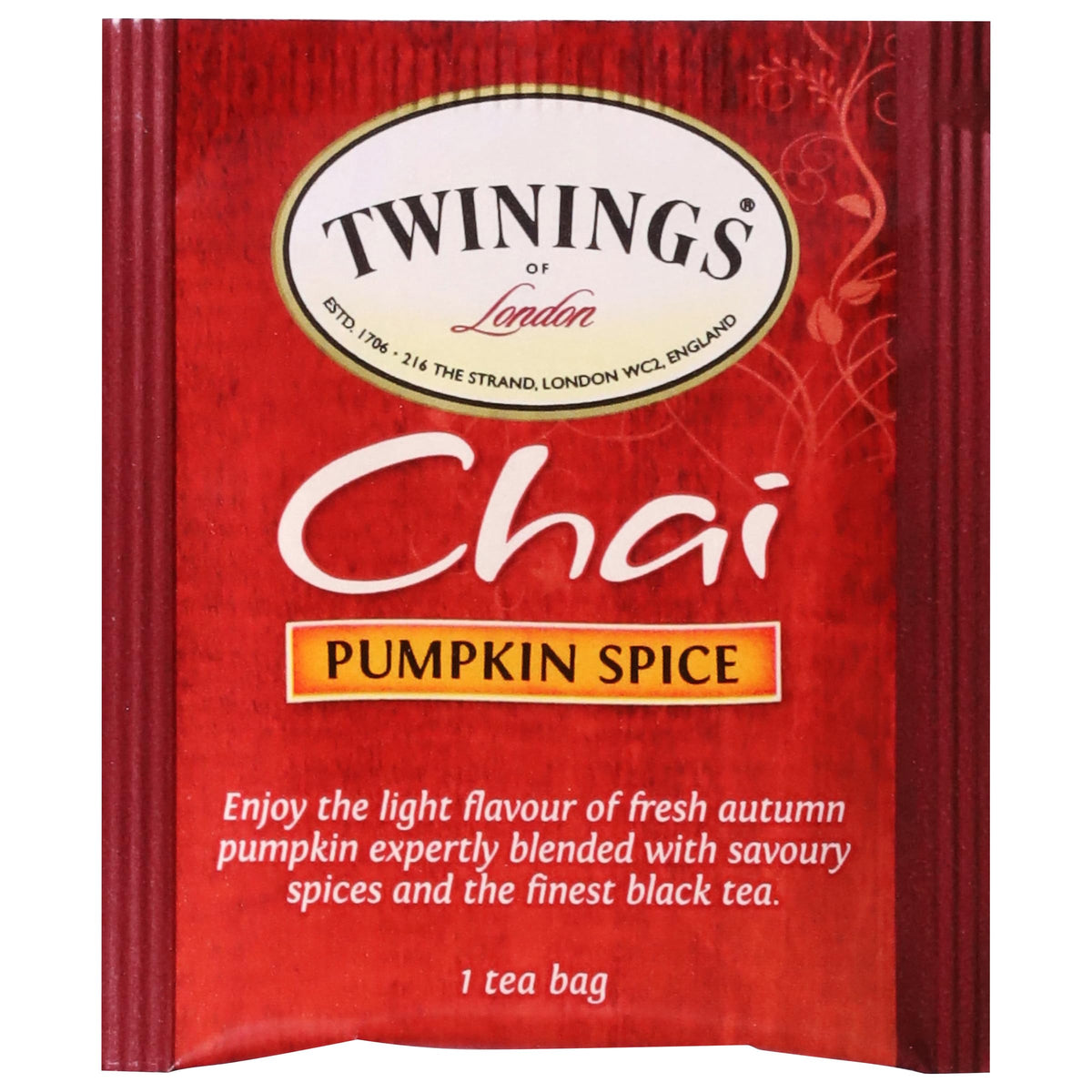 Twinings Pumpkin Spice Chai Black Tea Bags – 120 Count, Individually Wrapped, Pack of 6 (Hot or Iced)