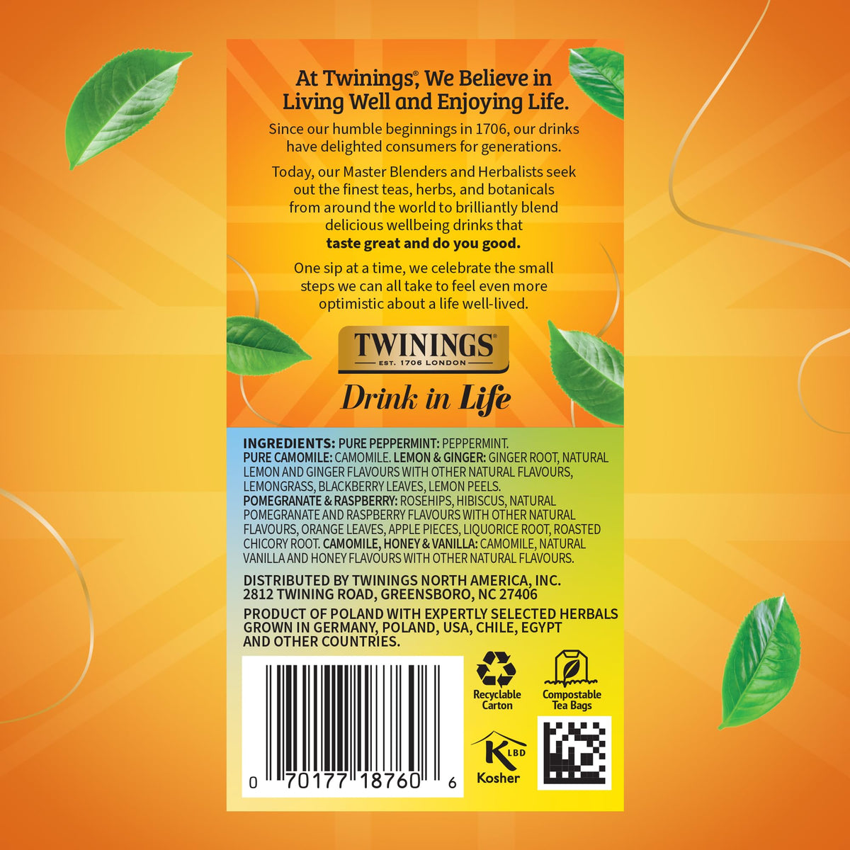 Twinings Herbal Tea Variety Pack – 120 Teabags, 6 Boxes, 5 Flavours, Naturally Caffeine-Free