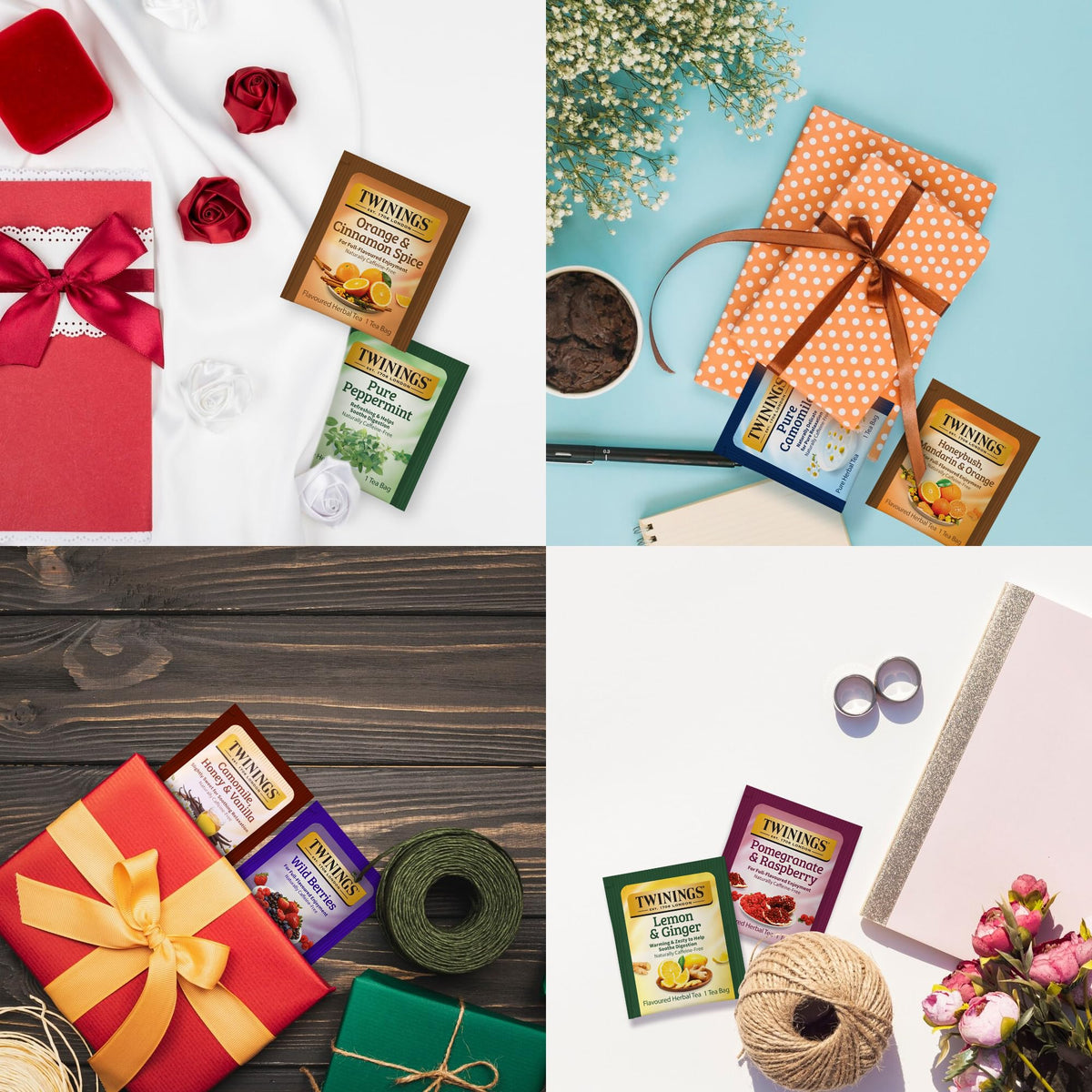 Twinings 48 Tea Bags Herbal Variety Pack + 20 Honey Sticks | Caffeine-Free Gift Set