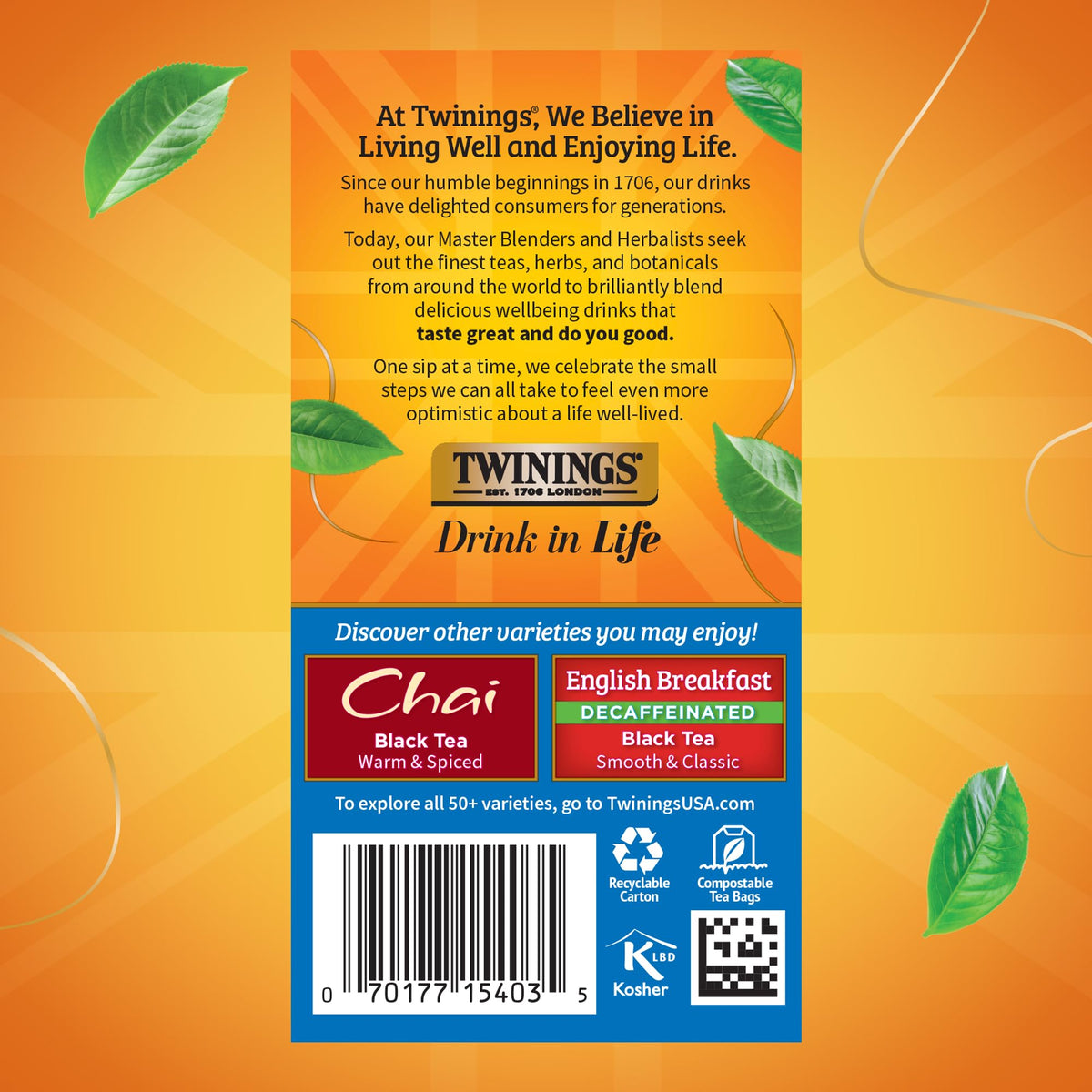 Twinings Variety Pack Black Tea Bags — 120 Count (6 Boxes) English Breakfast, Earl Grey, Irish Breakfast, Lady Grey