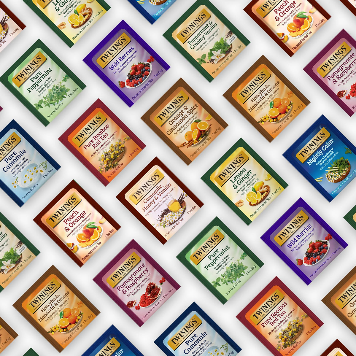 Twinings 48 Tea Bags Herbal Variety Pack + 20 Honey Sticks | Caffeine-Free Gift Set
