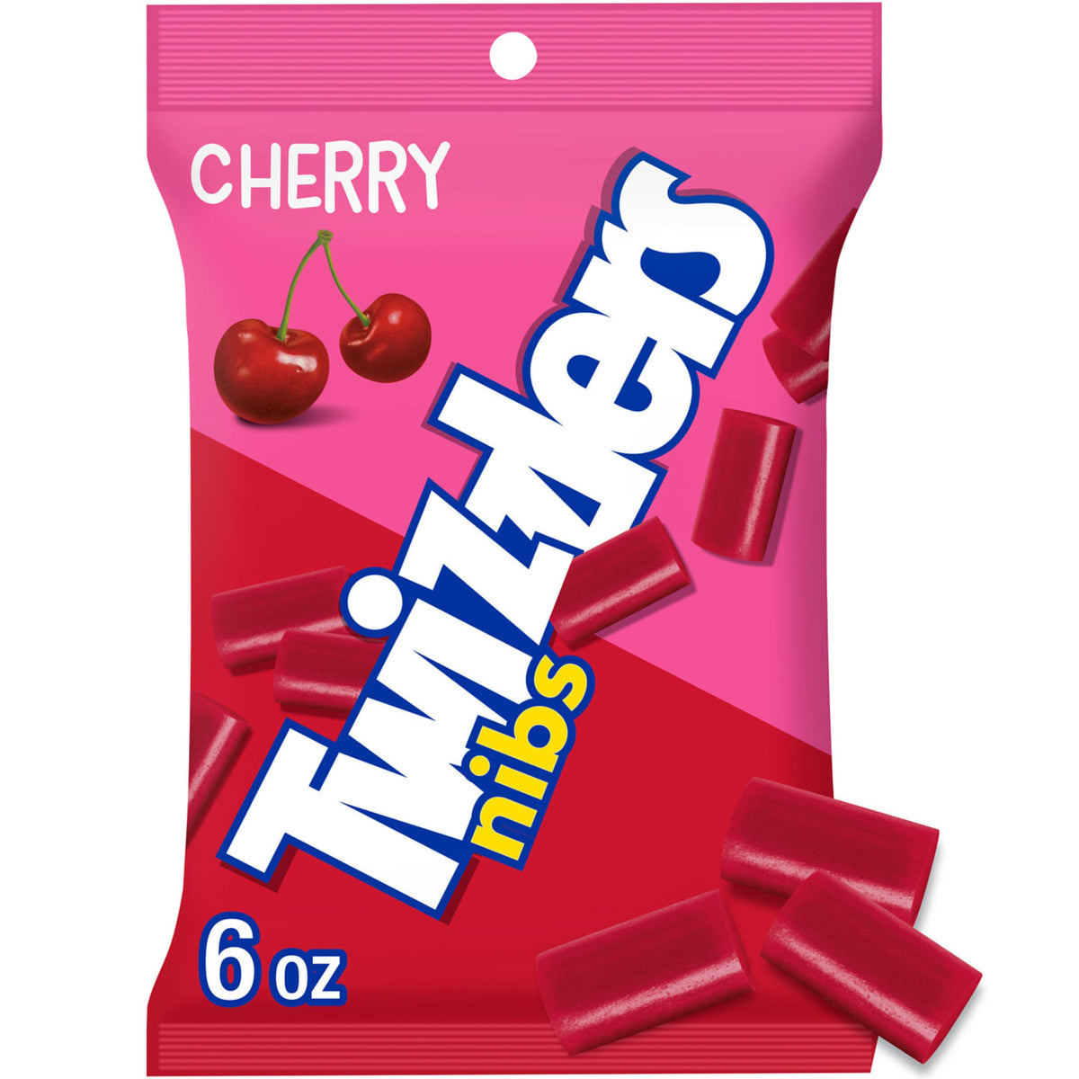 Twizzlers Nibs Cherry Flavored Chewy Candy Bags – 12 Count, 6 oz Each