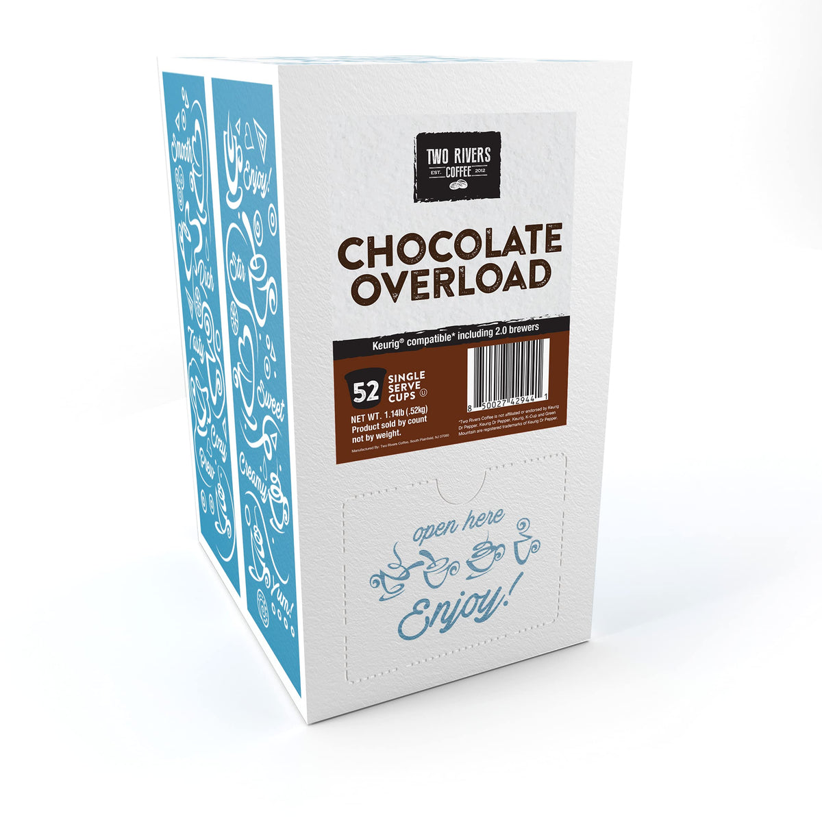 Two Rivers Coffee Chocolate Overload Sampler — 52-Count K-Cup Pods, Flavored & Non-Flavored